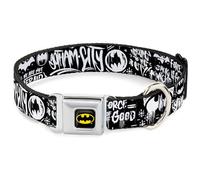 DC Comics - Collar para Mascotas, Collar de Perro, Hebilla de cinturón de Seguridad de Metal, Collage de Graffiti de Batman Gotham City, Negro y Blanco, 11 a 16.5 Pulgadas, 1.0 Pulgadas de Ancho
