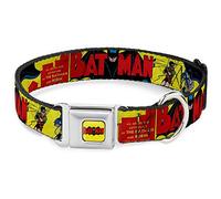 DC Comics - Collar para Mascotas, Collar de Perro, Hebilla de cinturón de Seguridad de Metal, diseño clásico de Batman, número 1, Robin Batman, Pose, Amarillo, Rojo, 20 a 31 Pulgadas, 1.5 Pulgadas de