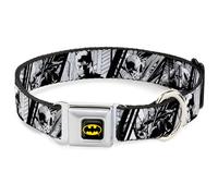 DC Comics - Collar para Mascotas, Collar de Perro, Hebilla de cinturón de Seguridad de Metal, diseño de Batman Hush Pose Sketches Negro y Blanco, 20 a 31 Pulgadas, 1.5 Pulgadas de Ancho