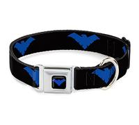 DC Comics Collar para Mascotas, Collar de Perro, Hebilla de cinturón de Seguridad de Metal, Logotipo de Nightwing Negro y Azul, 20 a 31 Pulgadas, 1.5 Pulgadas de Ancho