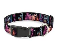 DC Comics - Collar para mascotas, collar de perro, hebilla de plástico, Batman Batgirl y Joker, cubierta de cómic de Batgirl y Joker, color negro, 9.5 a 13 pulgadas, 1.0 pulgadas de ancho