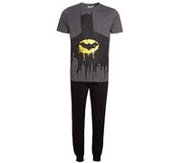 DC Comics Conjunto de pijama de Batman para hombre, camiseta de manga corta + pantalones de salón, Negro, XL