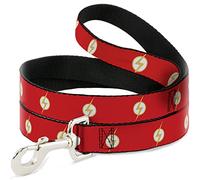 DC Comics Correa para Mascotas, Correa para Perro, DC League of Super Pets Flash Bolt Logo Rojo, Amarillo y Blanco, 4 pies de Largo 1.5 Pulgadas de Ancho