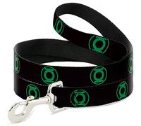 DC Comics Correa para mascotas, correa para perro, DC League of Super Pets Green Lantern Logo Negro Verde, 6 pies de largo 1.5 pulgadas de ancho