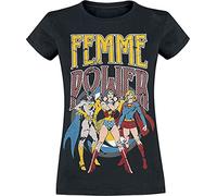 DC Comics Femme Power Mujer Camiseta Negro S, 100% algodón, Estrechos