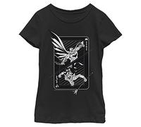 DC Comics Girls' Little, Big Batman Card T-Shirt, Black, Large