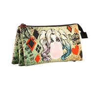 DC Comics Harley Quinn Mad Love-Estuche Portatodo Triple FAN, Beige, 23 x 11 cm