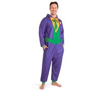 DC Comics Joker Pijama Mono Polar con Capucha y Bolsillos Laterales para Hombre (Morado, M)
