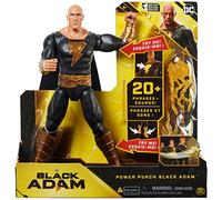 DC Comics, Power Punch Black Adam - Figura de acción de 12 Pulgadas, más de 20 Frases y Sonidos, se Ilumina con 2 Accesorios, Juguetes coleccionables de la película Black Adam para niños y niñas a