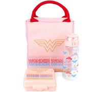 DC Comics Rosado Logo & Icon Print Bolsa de almuerzo, botella y olla de bocadill