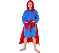 DC Comics Superman Albornoz Niño con Capa Desmontable, 5-14 Años, Bata de Casa Polar Divertida y Cálida, Ropa de Superheroes (11-12 Años, Azul/Rojo)