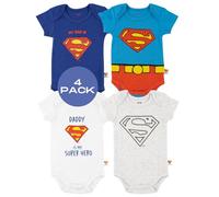 DC Comics Superman Body Bebe Manga Corta Regalos Para Bebes Recien Nacido Pack De 4 62-68 Superman 4 Piezas