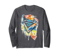 DC Comics Superman Graffiti Street Art 3D Emblema Splatter Manga Larga