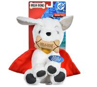 DC Comics Superman Krypto The Superdog - Juguete de peluche para perro, suave y chirriante con sonidos arrugados, diseño de capa y hueso de leche, 7.5 pulgadas
