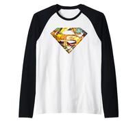 DC Comics Superman Urban Art Grunge Mural Símbolo Escudo Camiseta Manga Raglan