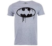 DC COMICS T-Shirt Batman Dripping Logo Grey Marl L