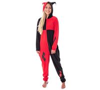 DC Comics Women's Harley Quinn Costume One-Piece Union Suit Cosplay Pajama Outfit (Small/Medium)