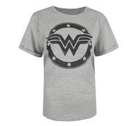 DC Comics Wonder Woman Metallic Logo Camiseta, Gris (Sport Grey SPO), 8/S
