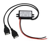 DC-DC Convertidor Reductor de Voltaje 12V a 5V, 12W 3A Regulador de Voltaje de Potencia Impermeable IP67, Reducido de Voltaje, Módulo Convertidor DC Buck Dual USB