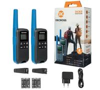 DC DECROSS 63 Walkie Talkie niños y Adultos, 2Set Walki Talki hasta 8 km, PMR446 16 Canales, VOX, Linterna, IPX4, Regalo niños niñas 5, 6, 7, 8 años, Senderismo, Camping, batería Recargable (Azul)