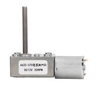 DC Geared Motor 30RPM 12V | Output Shaft Locking Geared Motor for Window Opener/Door Opener/Small Winch | Aluminum & Brass Construction, M6x50mm Thread