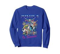 DC Liga de la Justicia Retro 80s Served Sudadera, Unisex para Adultos, Azul Real, L