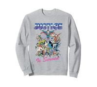 DC Liga de la Justicia Retro 80s Served Sudadera, Unisex para Adultos, Gris Jaspeado, XL