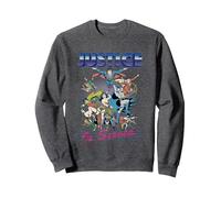 DC Liga de la Justicia Retro 80s Served Sudadera, Unisex para Adultos, Jaspeado Oscuro, XXL