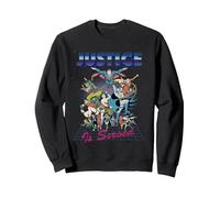 DC Liga de la Justicia Retro 80s Served Sudadera, Unisex para Adultos, Negro, XL