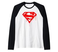 DC Superman Logo Doomsday Rojo Graffiti Camiseta Manga Raglan