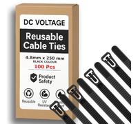 DC VOLTAGE 100 bridas de plástico reutilizables de 250 mm x 4,8 mm, bridas de nailon resistentes y liberables para el hogar, oficina, garaje y taller (4,8 x 250 mm, negro)