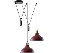 DC VOLTAGE 2 luces de araña de metal con forma de curva, acabado burdeos, 29 cm, luces colgantes industriales con cable ajustable para cocina, isla, sala de estar, dormitorio