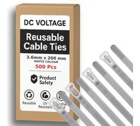 DC VOLTAGE 500 bridas de plástico reutilizables de 200 mm x 3,6 mm, ajustables de plástico resistentes y liberables, bridas de nailon fuertes para el hogar, oficina, garaje y taller (3,6 x 200 mm