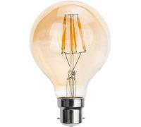 DC VOLTAGE Bombilla LED vintage, casquillo de bayoneta B22, 8 W, bombilla LED de filamento G125 de globo grande, 2700 K, blanco cálido, CRI>90, 450 lúmenes, vidrio ámbar, bombilla (G80 B22 4w)