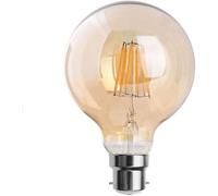 DC VOLTAGE Bombilla LED vintage, casquillo de bayoneta B22, 8 W, bombilla LED de filamento G125 de globo grande, 2700 K, blanco cálido, CRI>90, 450 lúmenes, vidrio ámbar, bombilla (G125 B22 8w)