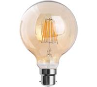 DC VOLTAGE Bombilla LED vintage, casquillo de bayoneta B22, 8 W, bombilla LED de filamento G125 de globo grande, 2700 K, blanco cálido, CRI>90, 450 lúmenes, vidrio ámbar, bombilla (G95 B22 8w)