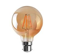 DC VOLTAGE Bombilla LED vintage, casquillo de bayoneta B22, 8 W, bombilla LED de filamento G125 de globo grande, 2700 K, blanco cálido, CRI>90, 450 lúmenes, vidrio ámbar, bombilla (G95 B22 4w)