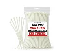 DC VOLTAGE Bridas finas blancas de 150 mm x 1,9 mm, 100 unidades, de nailon, ultrarresistentes de 20,3 cm, resistencia a la tracción, resistentes a los rayos UV, pequeñas bridas de plástico para uso