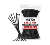 DC VOLTAGE Bridas negras de 450 mm x 4,6 mm, 100 unidades, de nailon, ultra fuertes de 45,7 cm, resistencia a la tracción, resistentes a los rayos UV, bridas de plástico extralargas para uso en