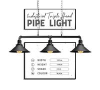 DC VOLTAGE Lámpara de techo estilo retro, estilo steampunk, metal negro, 3 vías, para colocar sobre la mesa, estilo tubo de agua, lámpara colgante suspendida industrial vintage para sala de estar (con