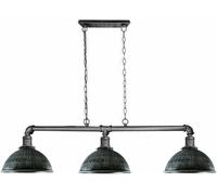 DC VOLTAGE Lámpara de techo industrial de 3 luces con tubo de agua de metal plateado cepillado, pantalla de cúpula vintage de 21 cm con cadena colgante para sala de estar, restaurante, cafetería