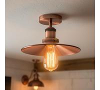 DC VOLTAGE Paquete de 1 lámpara de techo vintage Edison de 22 cm, montaje empotrado, cobre E27, lámpara de techo industrial, lámpara de techo de metal LED para isla de cocina, granja, comedor