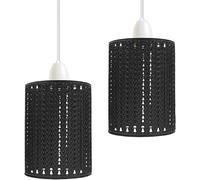 DC VOLTAGE Paquete de 2 pantallas de metal con forma de tambor industrial, fácil ajuste, para techo, interior, jaula de alambre, para cocina, sala de estar, pasillo (negro, paquete de 2)