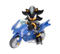 DC x Sonic Shadow as Batman & Batcycle - Juego de figuras de acción de 13 cm, con licencia oficial de Jakks Pacific, figura de acción Shadow de 5 pulgadas, vehículo interactivo con ruedas móviles y