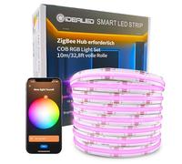 DC24V Smart ZigBee RGB COB LED Strip Strip Light 10 m Kit compatible con ZigBee Hub Bridge, Tuya Gateway y Echo Plus, control de voz APP/Alexa que cambia de color, regulable RGB COB
