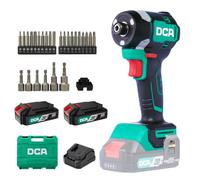 DCA Atornillador Electrico Inalámbrico de 206 Nm para Apretar y Aflojar | 3 Velocidades y Pares, Motor sin Escobillas, Hex. 1/4", Modo Autoperforante, 2×2,0 Ah, Bricolaje y Muebles, ADPL206