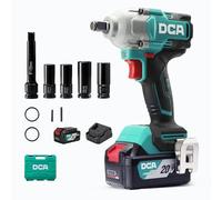DCA Avvitatore a Impulsi Brushless da 20V, 682Nm di Coppia Massima, Attacco ad Anello da 13mm, Batteria al Litio da 4000mAh*2, 4 Modalità, Luce LED, Design Compatto, Funzione Smart Loosen,ADPB520