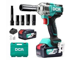 DCA Llave de Impacto Brushless da 20V, 682Nm di Coppia Massima, Attacco ad Anello da 13mm, Batteria al Litio da 4000mAh*2, 4 Modalità, Luce LED, Design Compatto, Funzione Smart Loosen,ADPB520