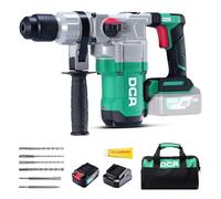 DCA Martillo Perforador sin Cable 18V, 4.5 J de Energía de Golpe y 3800 BPM, 4 Piezas 28mm SDS-Plus, Motor de Alto Rendimiento para Martillo Perforador sin escobillas, Batería 5.0Ah, Cargador Rápido 4
