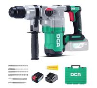 DCA Martillo Perforador sin Cable 20V, 4.5 J de Energía de Golpe y 3800 BPM, 4 Piezas 28mm SDS-Plus, Motor de Alto Rendimiento para Martillo Perforador sin escobillas, Batería 5.0Ah, Cargador Rápido 4